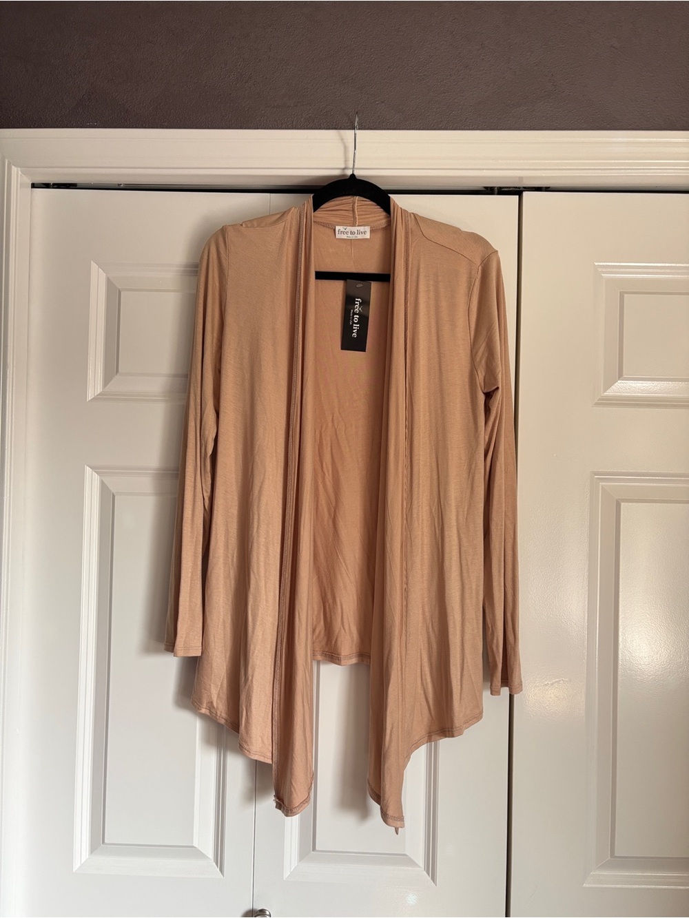 NWT Flowy Open-Front Cardigan in Light Tannish Peach by Free to Live